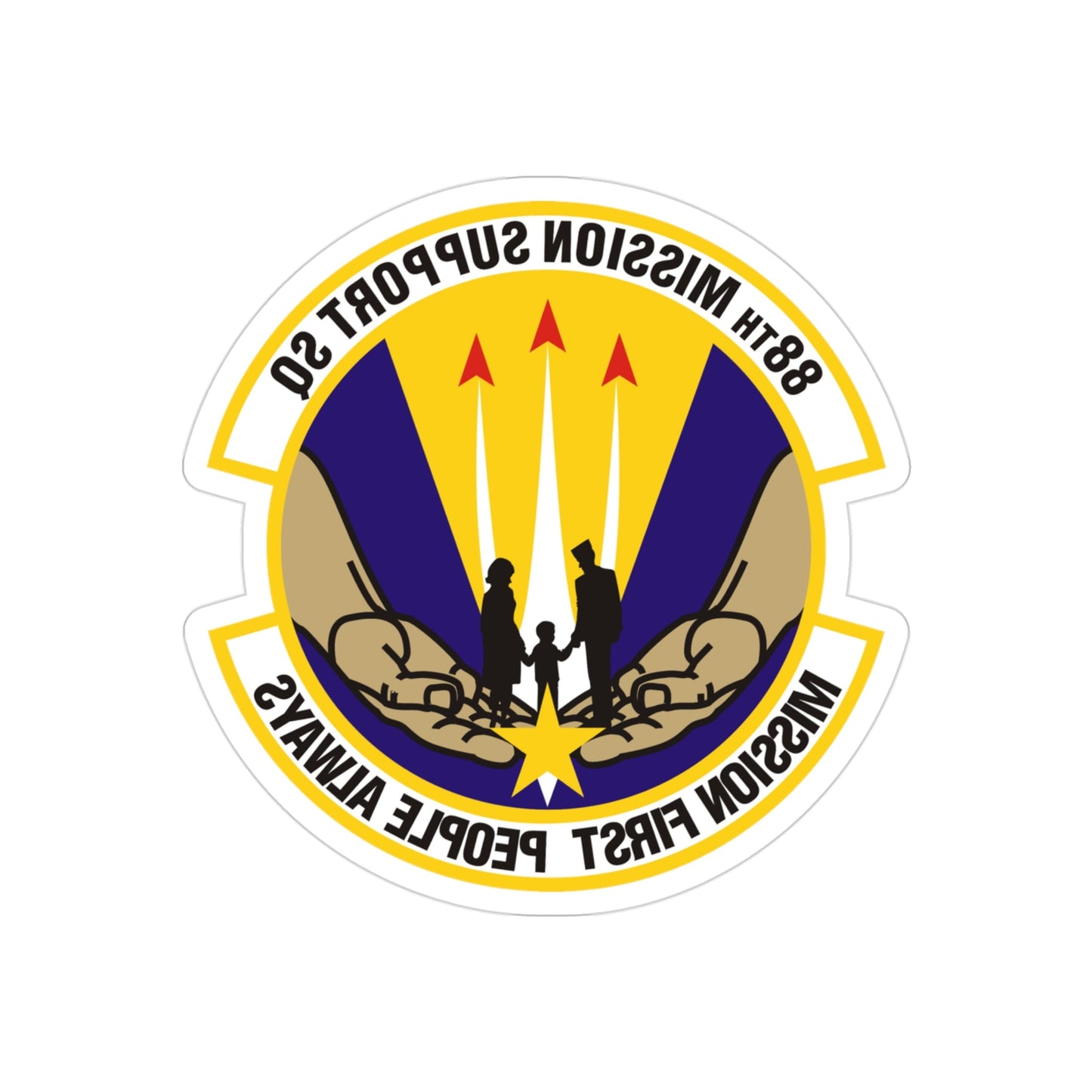 88th Mission Support Squadron (U.S. Air Force) REVERSE PRINT Transparent STICKER-3" × 3"-The Sticker Space