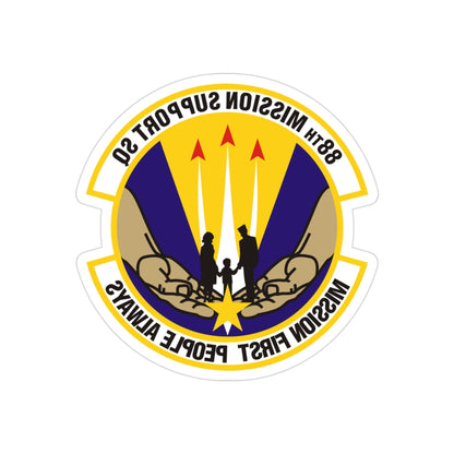 88th Mission Support Squadron (U.S. Air Force) REVERSE PRINT Transparent STICKER-3" × 3"-The Sticker Space