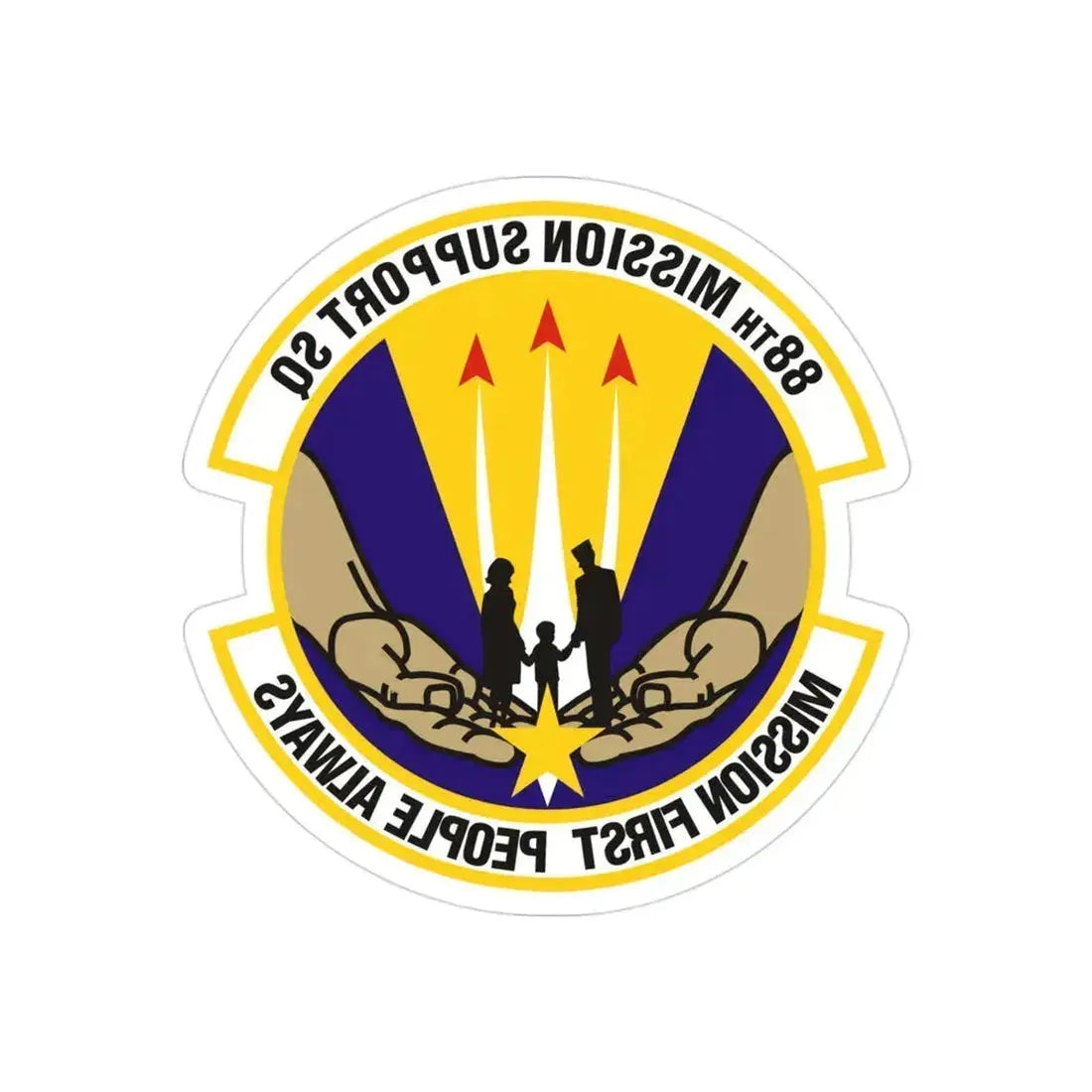 88th Mission Support Squadron (U.S. Air Force) REVERSE PRINT Transparent Die-Cut STICKER 3 Inch Die-Cut Transparent - The Sticker Space
