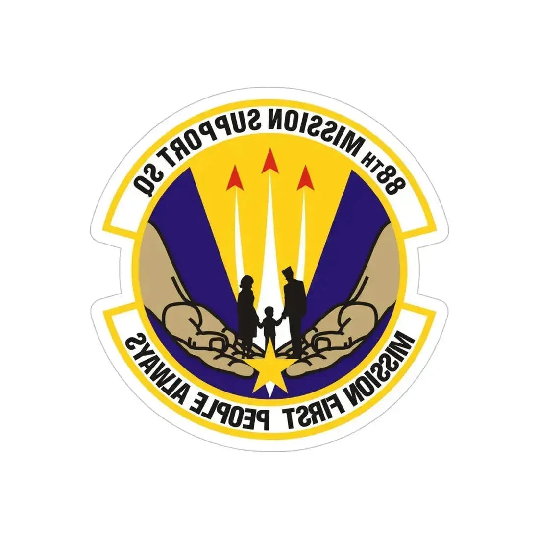 88th Mission Support Squadron (U.S. Air Force) REVERSE PRINT Transparent Die-Cut STICKER 5 Inch Die-Cut Transparent - The Sticker Space