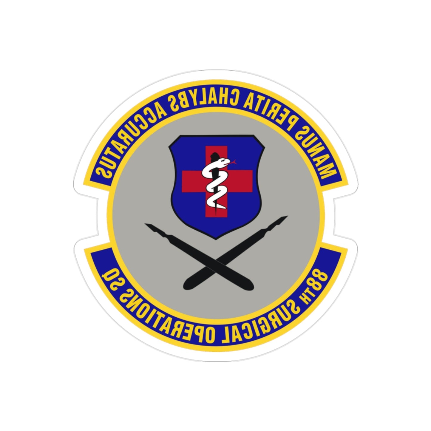 88th Surgical Operations Squadron (U.S. Air Force) REVERSE PRINT Transparent STICKER-2" × 2"-The Sticker Space