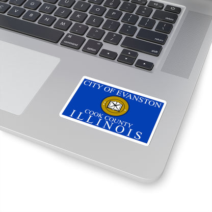 Flag of Evanston, IL - STICKER Vinyl Kiss-Cut Decal