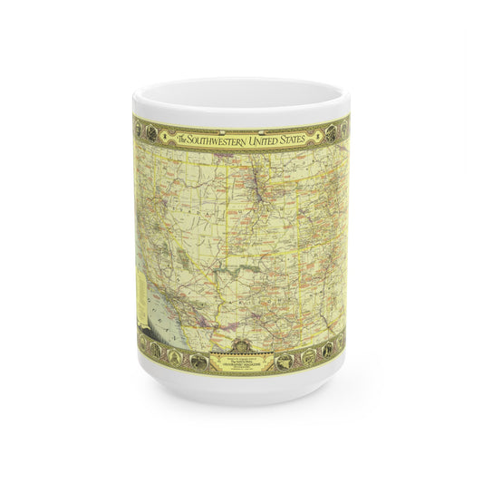 USA - Southwestern (1940) (Map) White Coffee Mug-15oz-The Sticker Space
