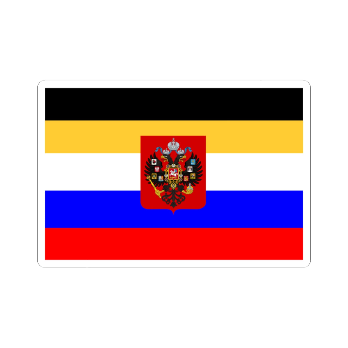 Flag of Russia combined tricolor with Imperial coat of arms (Russia) STICKER Vinyl Kiss-Cut Decal