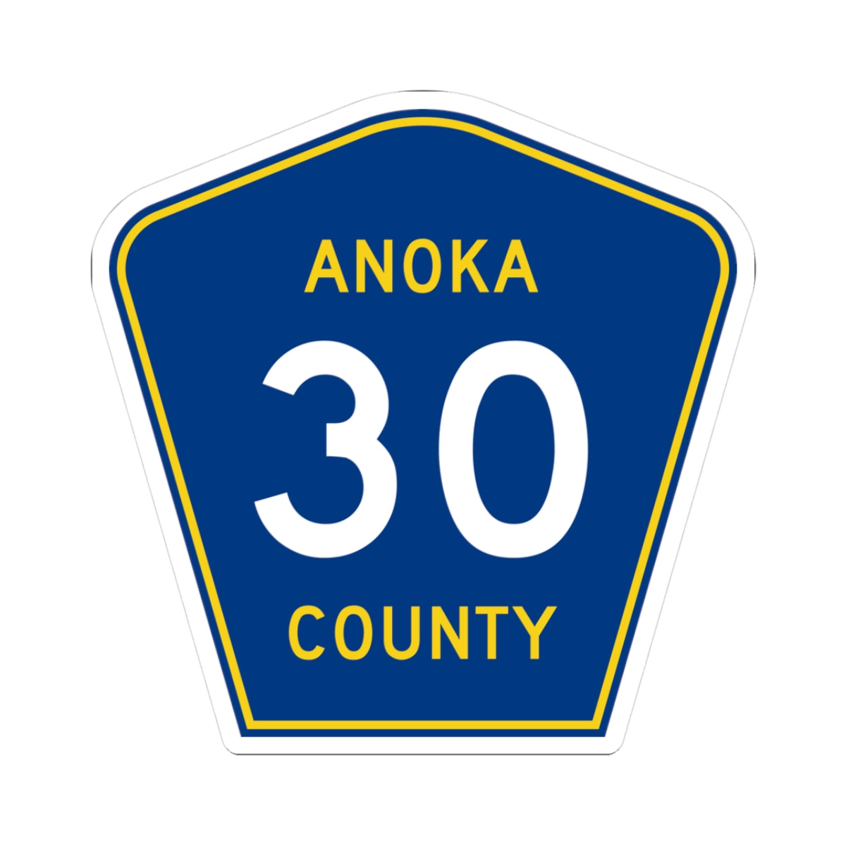 Anoka County 30 (Minnesota) (Road Sign) STICKER Vinyl Kiss-Cut Decal