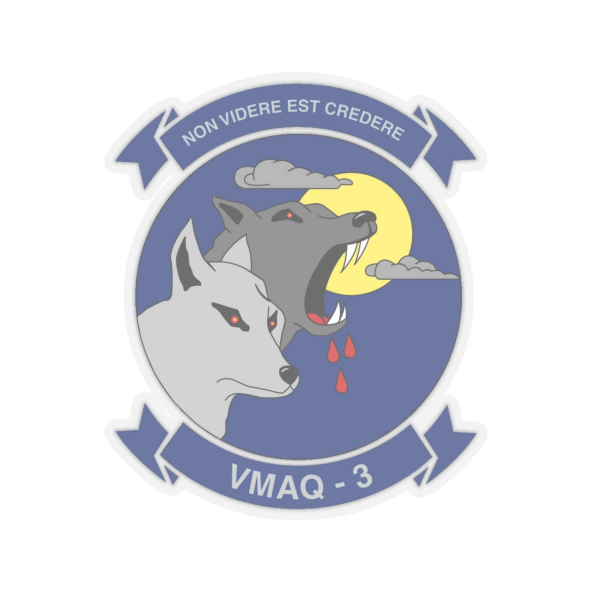 VMAQ 3 Marine Tactical Electronic Warfare Squadron 3 (USMC) STICKER Vinyl Kiss-Cut Decal-4" × 4"-Transparent-The Sticker Space