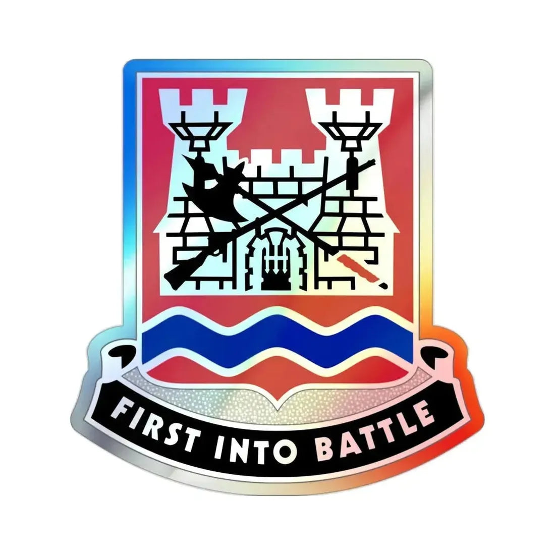 898 Engineer Battalion (U.S. Army) Holographic STICKER Die-Cut Vinyl Decal 2 Inch Holographic - The Sticker Space