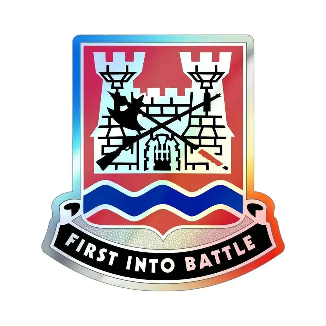 898 Engineer Battalion (U.S. Army) Holographic STICKER Die-Cut Vinyl Decal 5 Inch Holographic - The Sticker Space