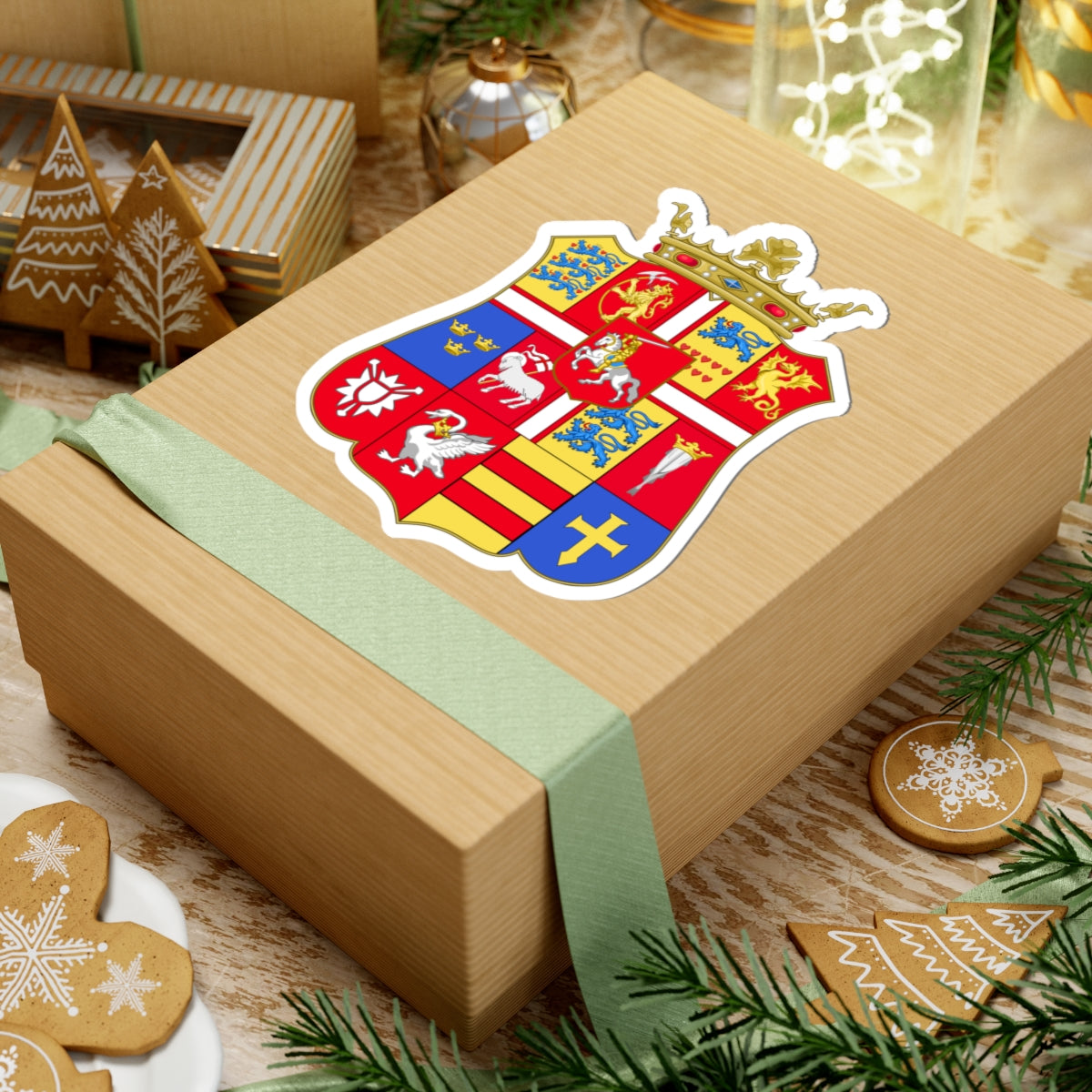 Armoiries Fréderic II du Danemark simple (Denmark) (Coat of Arms) STICKER Vinyl Kiss-Cut Decal