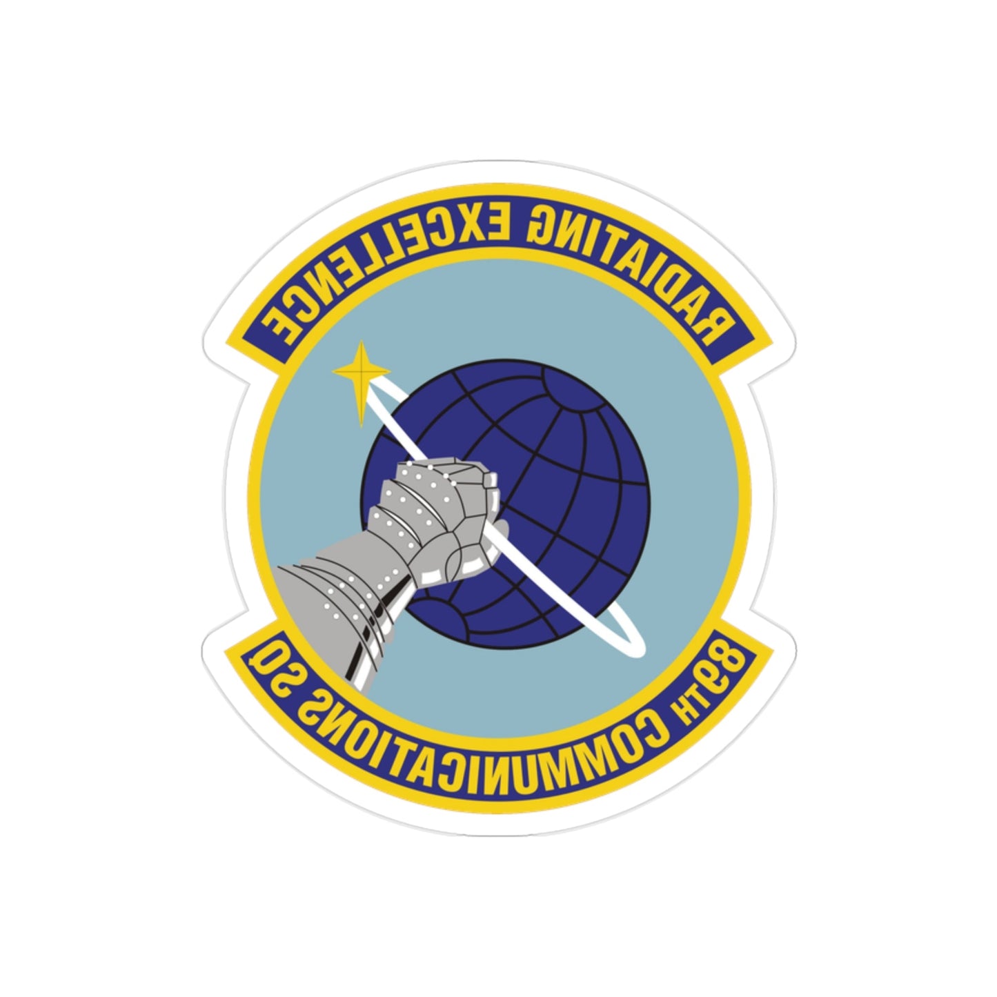 89th Communications Squadron (U.S. Air Force) REVERSE PRINT Transparent STICKER-2" × 2"-The Sticker Space