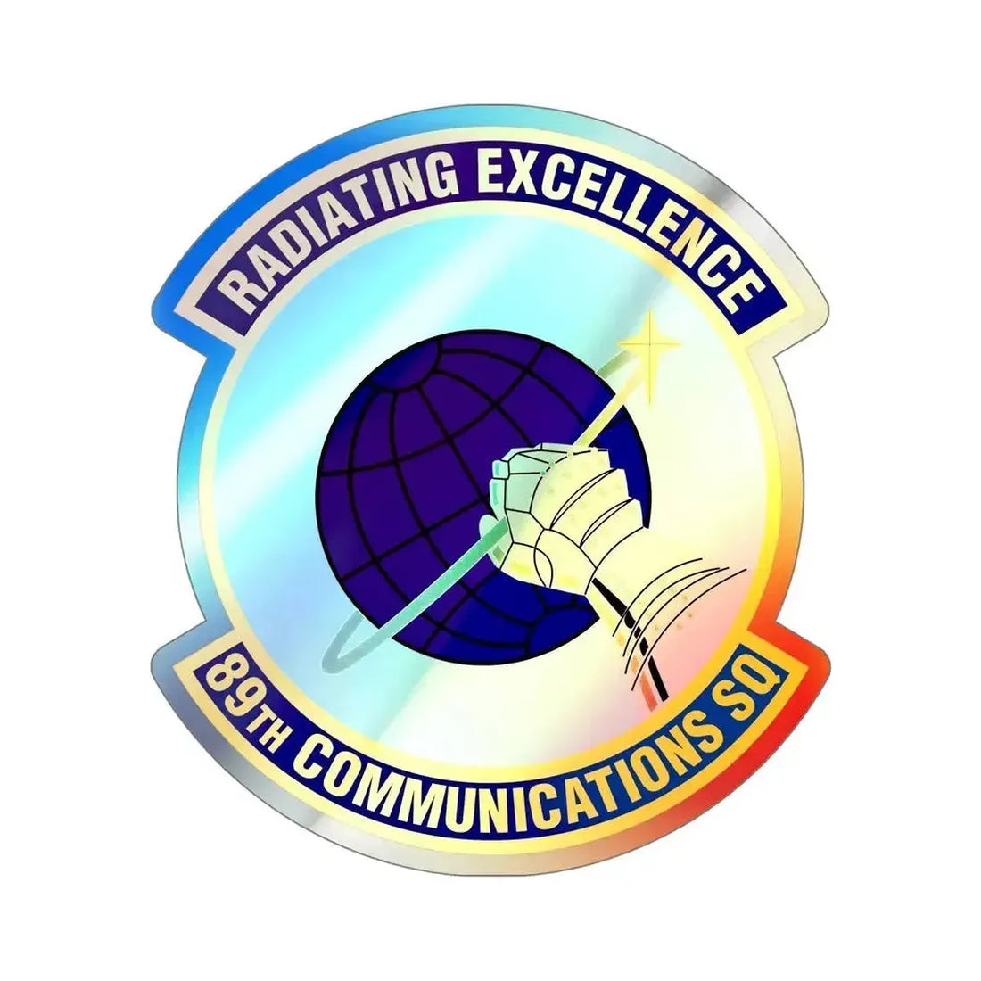 89th Communications Squadron (U.S. Air Force) Holographic STICKER Die-Cut Vinyl Decal 6 Inch Holographic - The Sticker Space
