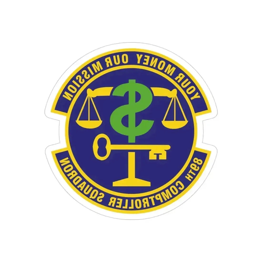 89th Comptroller Squadron (U.S. Air Force) REVERSE PRINT Transparent Die-Cut STICKER 3 Inch Die-Cut Transparent - The Sticker Space