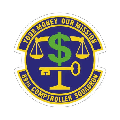 89th Comptroller Squadron (U.S. Air Force) STICKER Vinyl Kiss-Cut Decal 3 Inch White - The Sticker Space