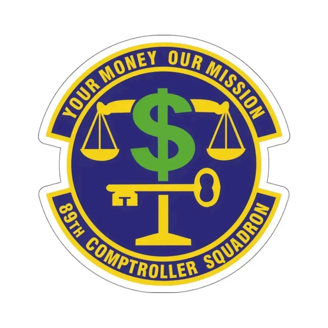 89th Comptroller Squadron (U.S. Air Force) STICKER Vinyl Kiss-Cut Decal 4 Inch White - The Sticker Space