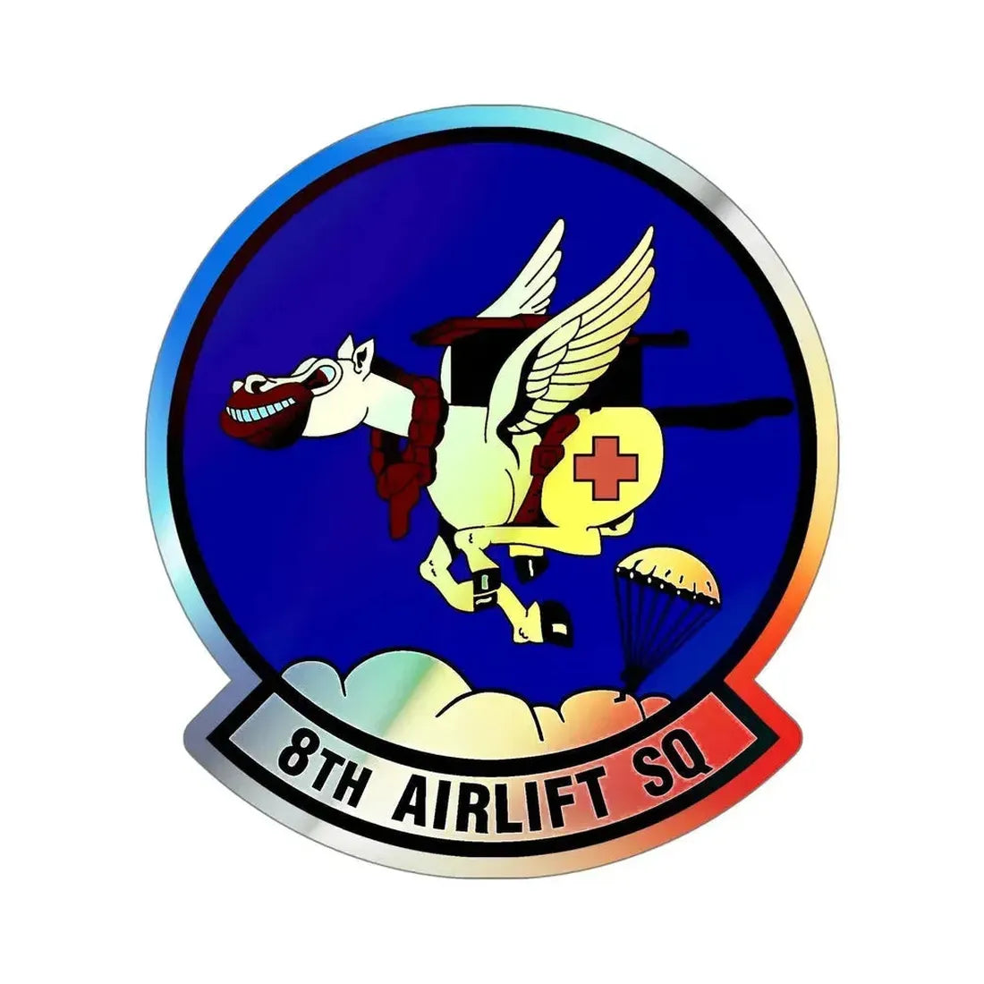 8th Airlift Squadron (U.S. Air Force) Holographic STICKER Die-Cut Vinyl Decal 5 Inch Holographic - The Sticker Space