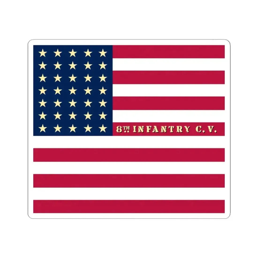 8th California Infantry Regiment flag (United States) STICKER Vinyl Kiss-Cut Decal 4 Inch White - The Sticker Space