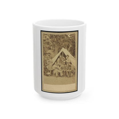 8th Company Soldiers At A Military Camp, Possibly In Washington, D.C. (U.S. Civil War) White Coffee Mug