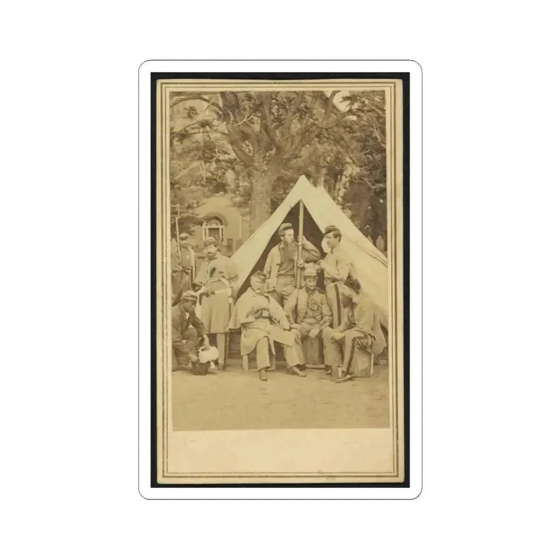 8Th Company Soldiers at a Military Camp, Possibly in Washington, D.C. (U.S. Civil War) STICKER Vinyl Kiss-Cut Decal 3 Inch White - The Sticker Space