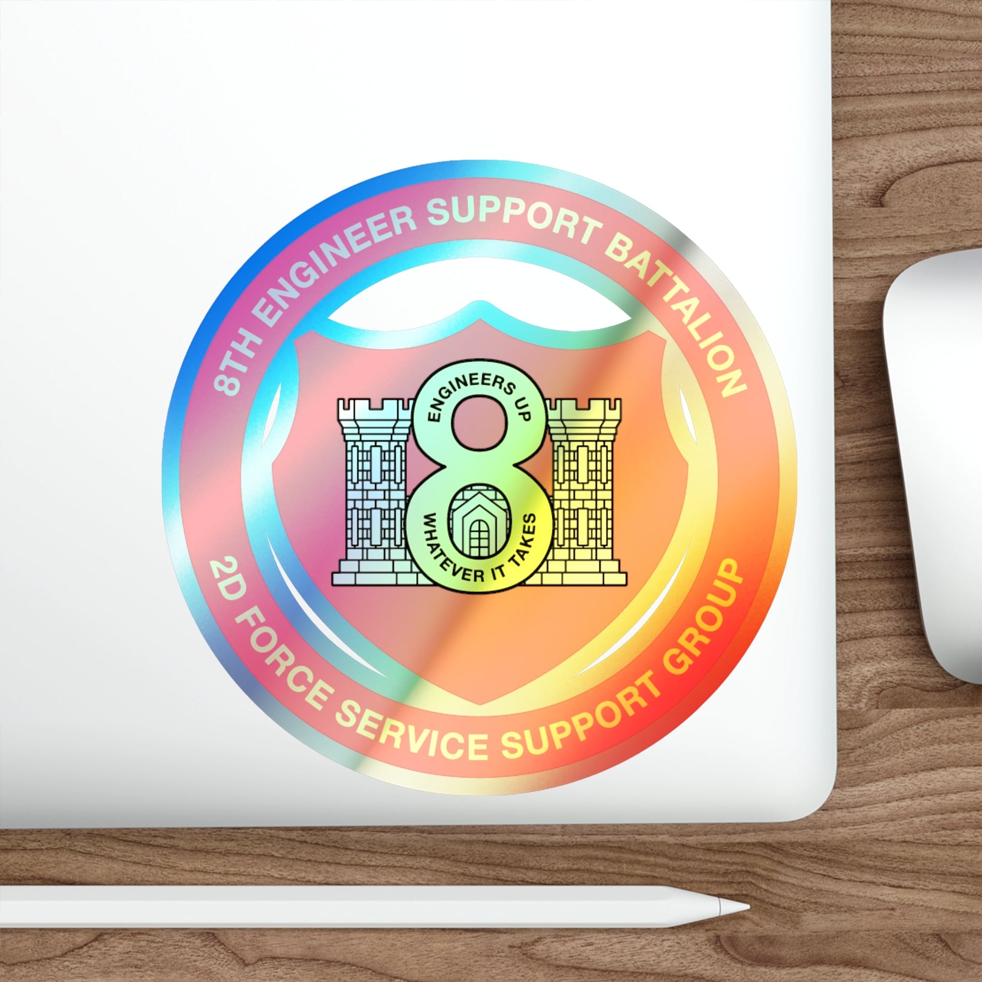8th Engineer Support Battalion 2nd Force Service Support Group (USMC) Holographic STICKER Die-Cut Vinyl Decal-The Sticker Space