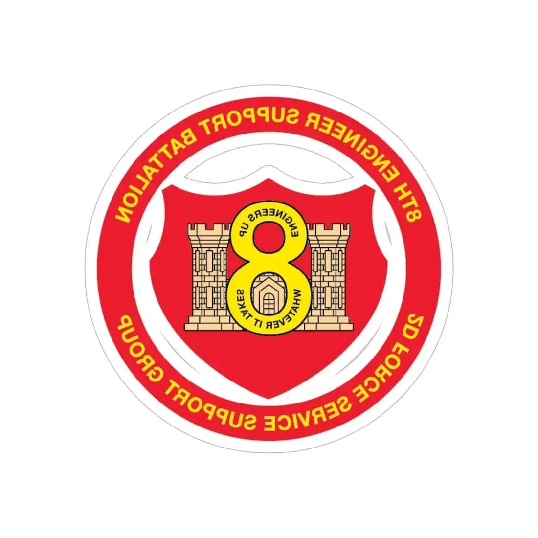 8th Engineer Support Battalion 2nd Force Service Support Group (USMC) REVERSE PRINT Transparent Die-Cut STICKER - The Sticker Space