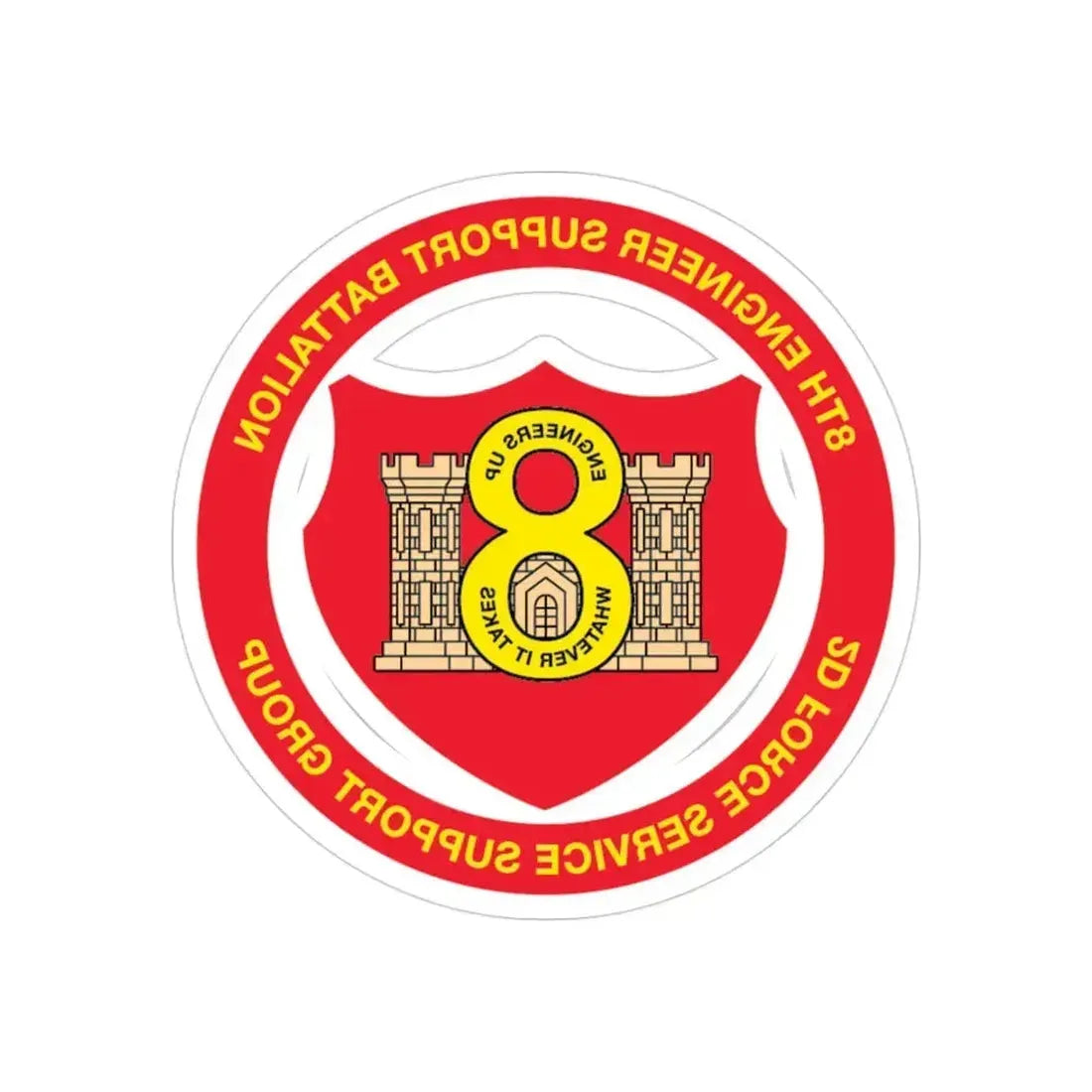 8th Engineer Support Battalion 2nd Force Service Support Group (USMC) REVERSE PRINT Transparent Die-Cut STICKER - The Sticker Space