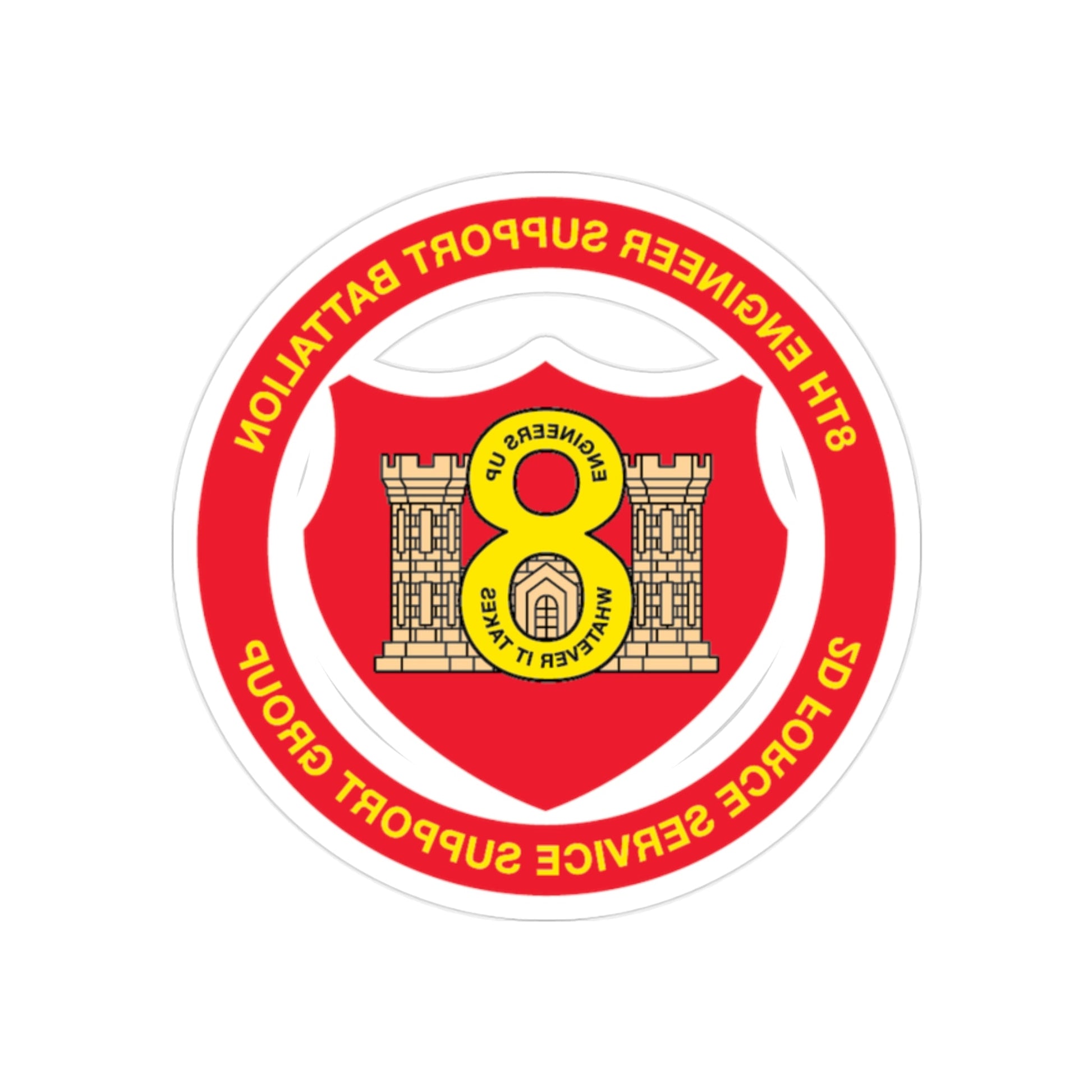 8th Engineer Support Battalion 2nd Force Service Support Group (USMC) REVERSE PRINT Transparent STICKER-2" × 2"-The Sticker Space