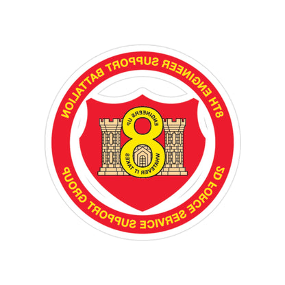 8th Engineer Support Battalion 2nd Force Service Support Group (USMC) REVERSE PRINT Transparent STICKER-2" × 2"-The Sticker Space