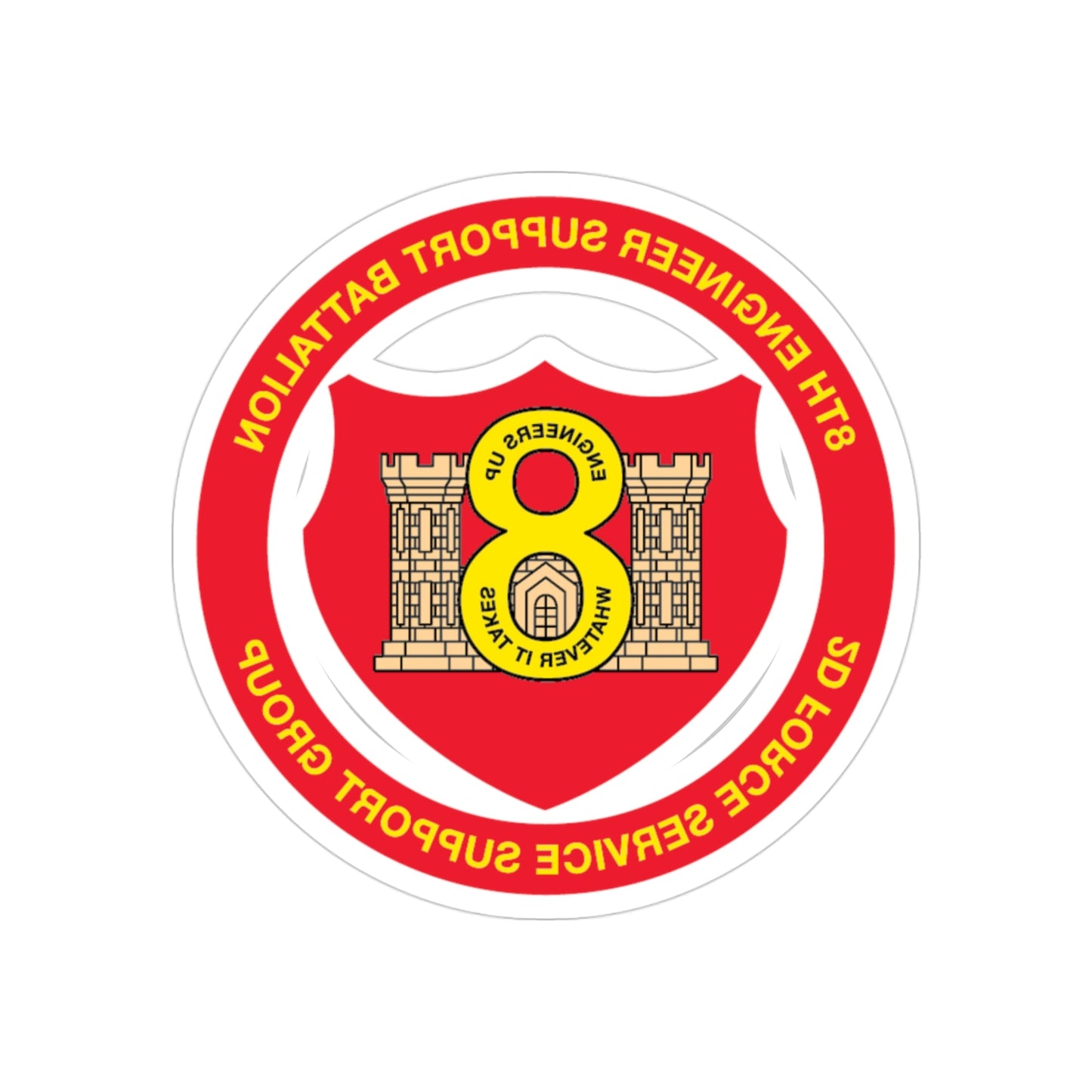 8th Engineer Support Battalion 2nd Force Service Support Group (USMC) REVERSE PRINT Transparent STICKER-3" × 3"-The Sticker Space