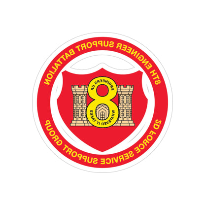 8th Engineer Support Battalion 2nd Force Service Support Group (USMC) REVERSE PRINT Transparent STICKER-3" × 3"-The Sticker Space