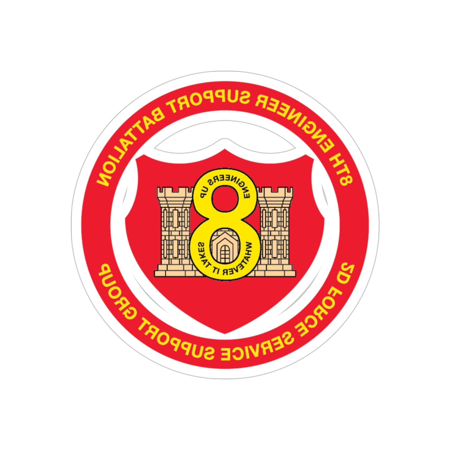 8th Engineer Support Battalion 2nd Force Service Support Group (USMC) REVERSE PRINT Transparent STICKER-4" × 4"-The Sticker Space