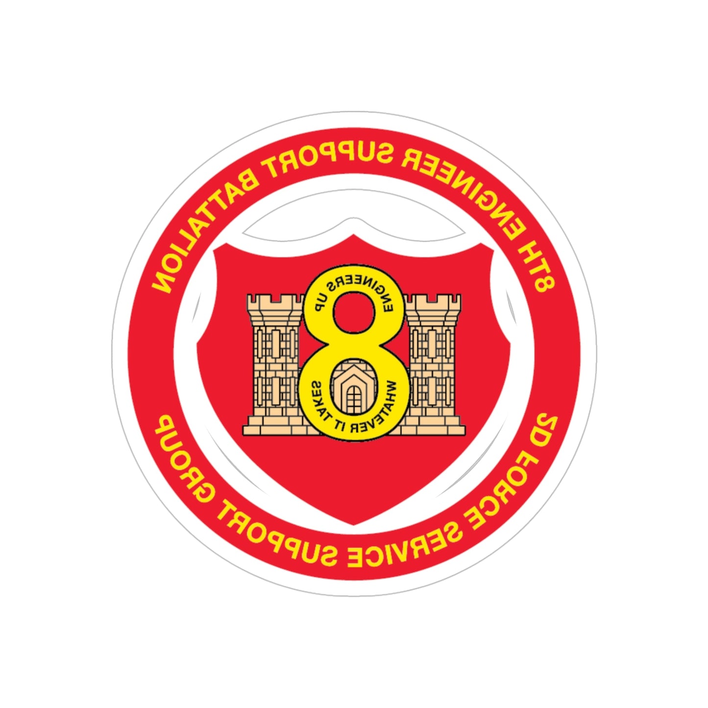 8th Engineer Support Battalion 2nd Force Service Support Group (USMC) REVERSE PRINT Transparent STICKER-5" × 5"-The Sticker Space