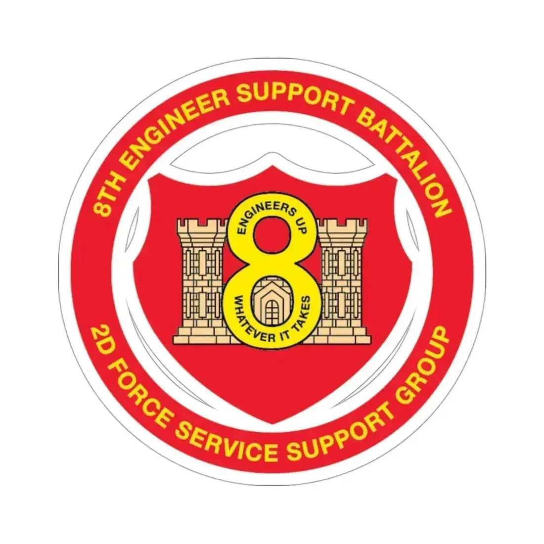 8th Engineer Support Battalion 2nd Force Service Support Group (USMC) STICKER Vinyl Die-Cut Decal 3 Inch - The Sticker Space