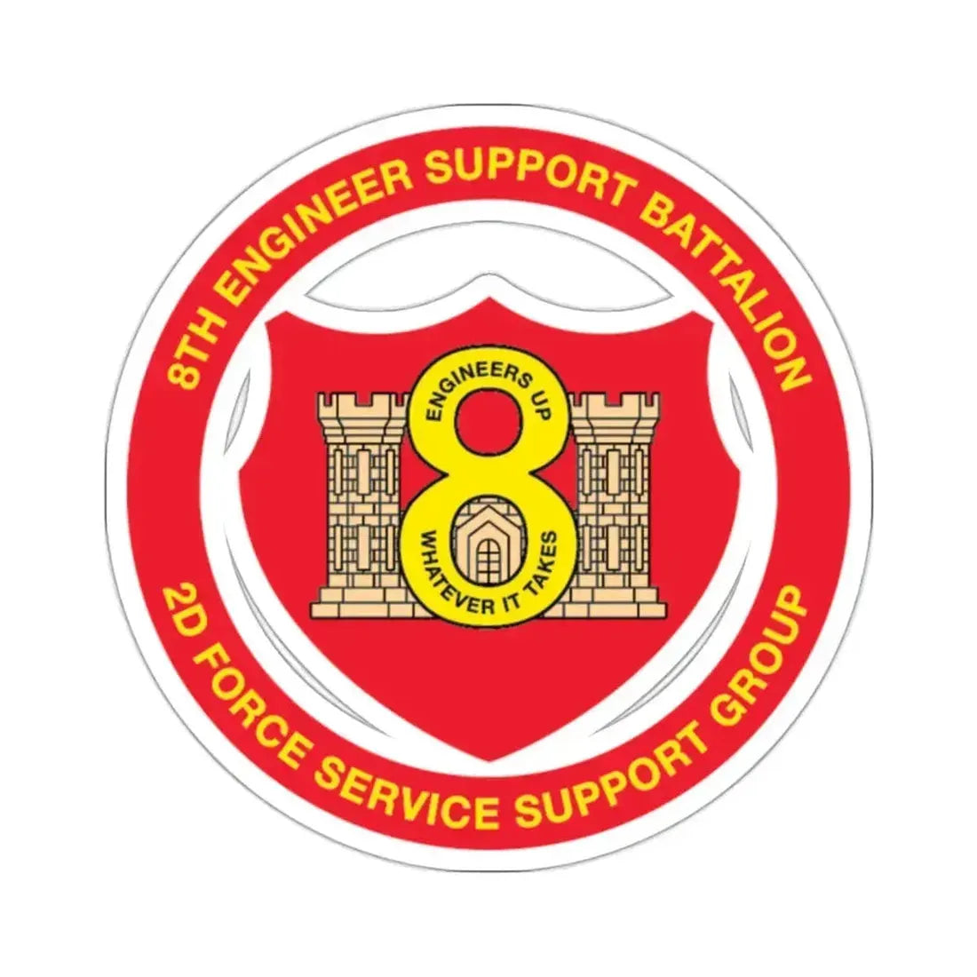 8th Engineer Support Battalion 2nd Force Service Support Group (USMC) STICKER Vinyl Kiss-Cut Decal 2 Inch White - The Sticker Space