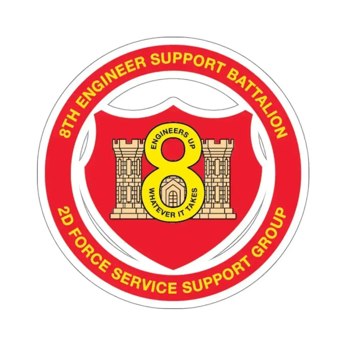 8th Engineer Support Battalion 2nd Force Service Support Group (USMC) STICKER Vinyl Kiss-Cut Decal 3 Inch White - The Sticker Space
