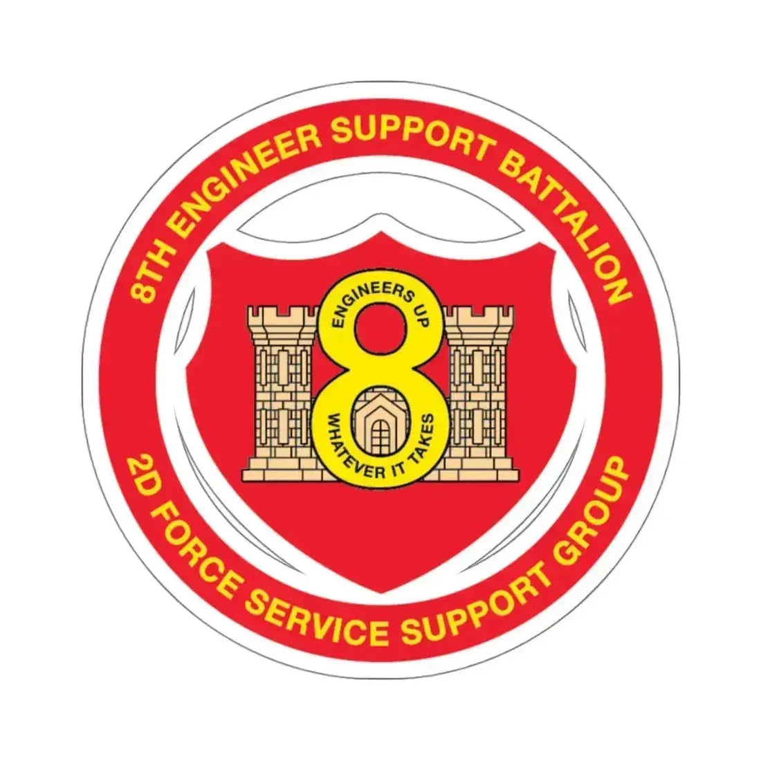 8th Engineer Support Battalion 2nd Force Service Support Group (USMC) STICKER Vinyl Kiss-Cut Decal 4 Inch White - The Sticker Space