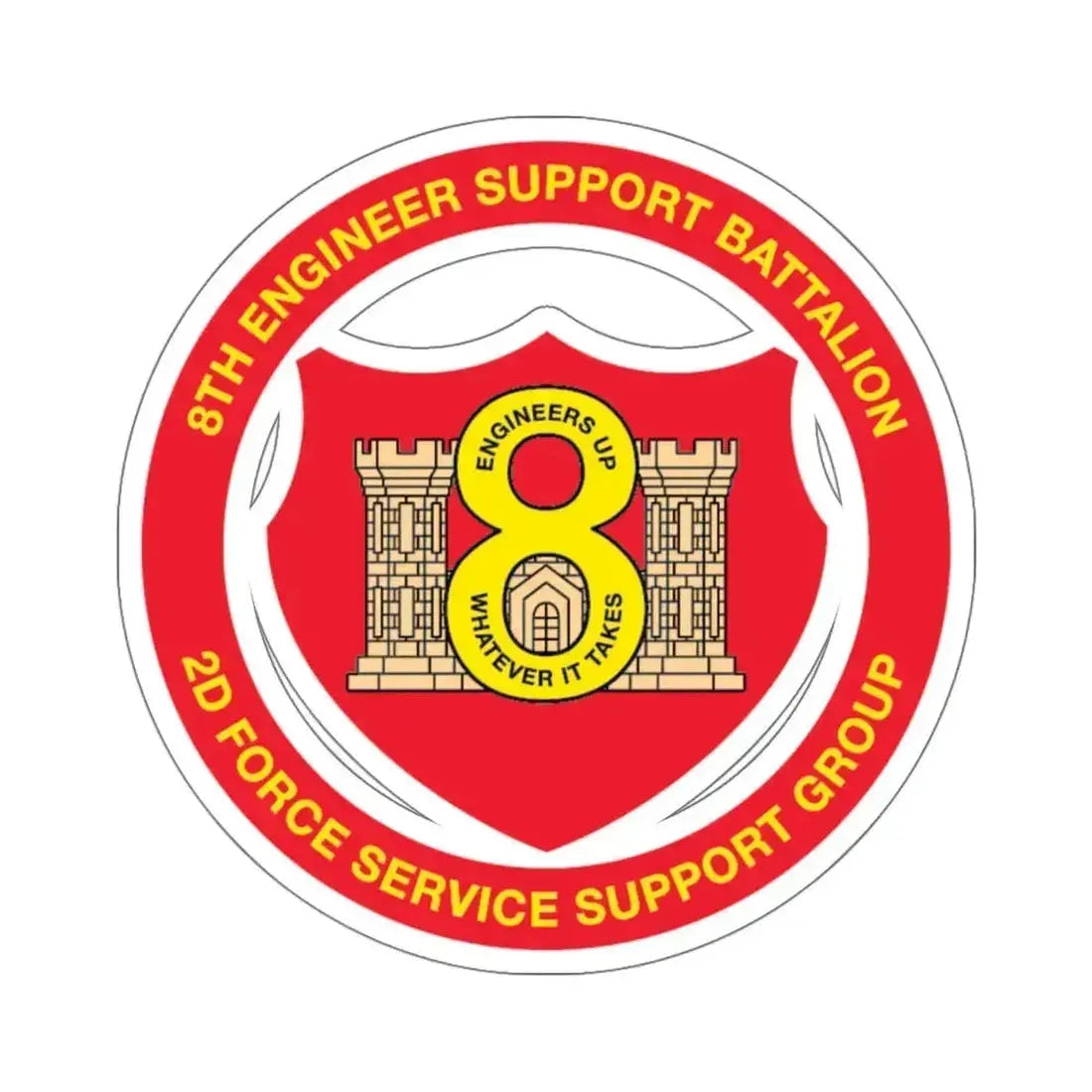 8th Engineer Support Battalion 2nd Force Service Support Group (USMC) STICKER Vinyl Kiss-Cut Decal 6 Inch White - The Sticker Space