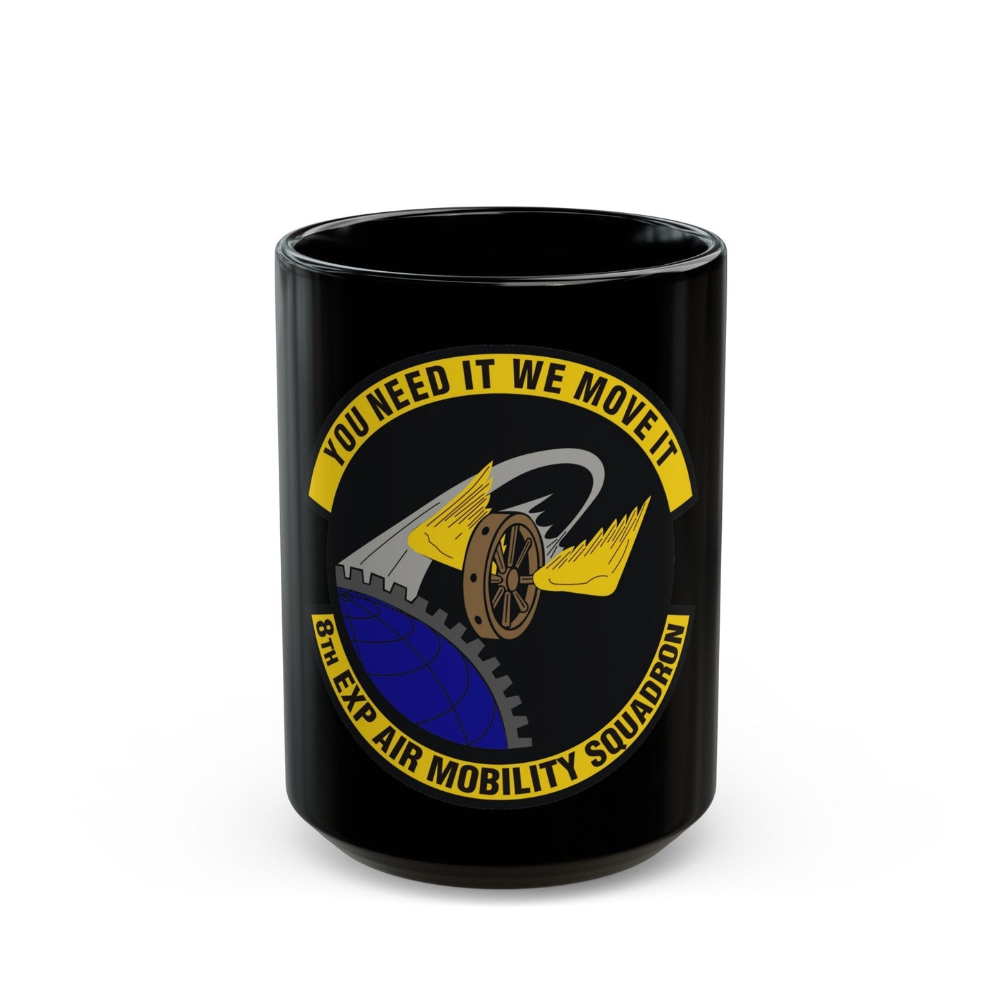 8th Expeditionary Air Mobility Squadron (U.S. Air Force) Black Coffee Mug-15oz-The Sticker Space