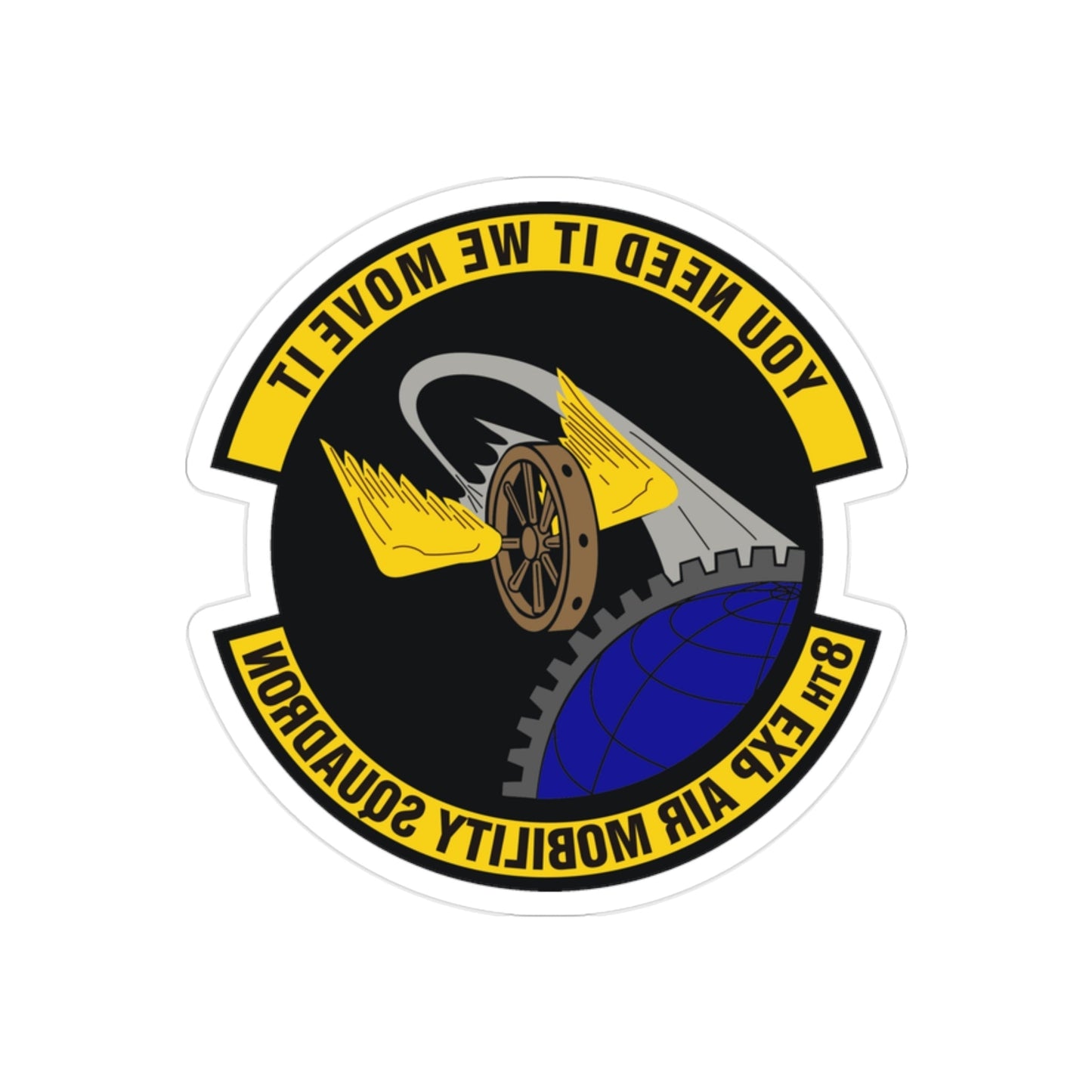 8th Expeditionary Air Mobility Squadron (U.S. Air Force) REVERSE PRINT Transparent STICKER-2" × 2"-The Sticker Space