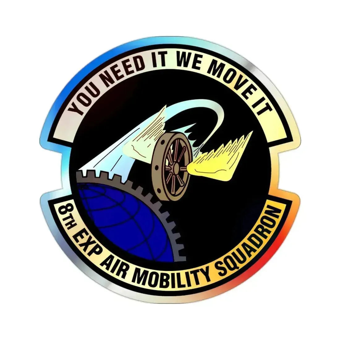 8th Expeditionary Air Mobility Squadron (U.S. Air Force) Holographic STICKER Die-Cut Vinyl Decal 2 Inch Holographic - The Sticker Space