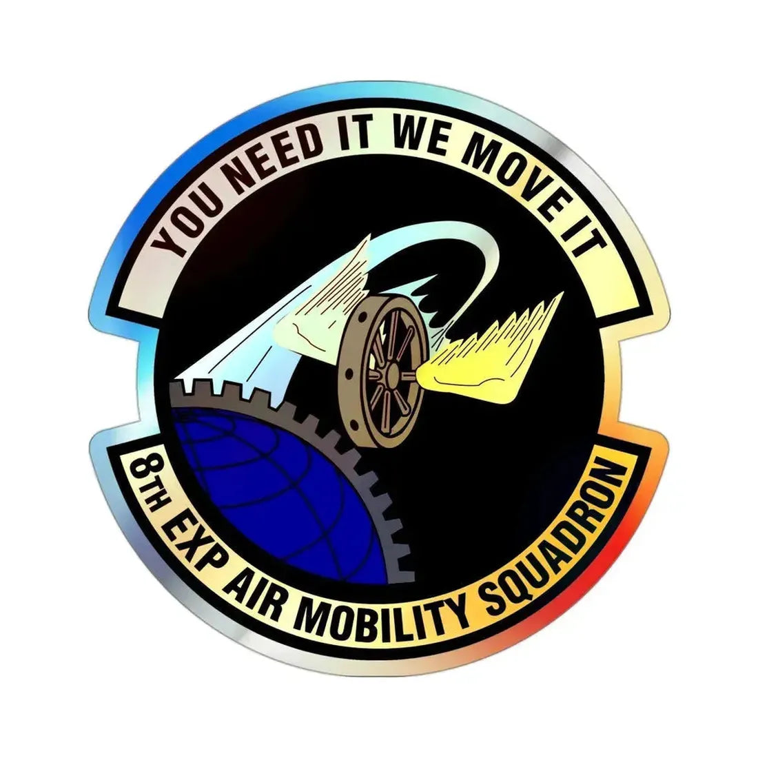 8th Expeditionary Air Mobility Squadron (U.S. Air Force) Holographic STICKER Die-Cut Vinyl Decal 3 Inch Holographic - The Sticker Space