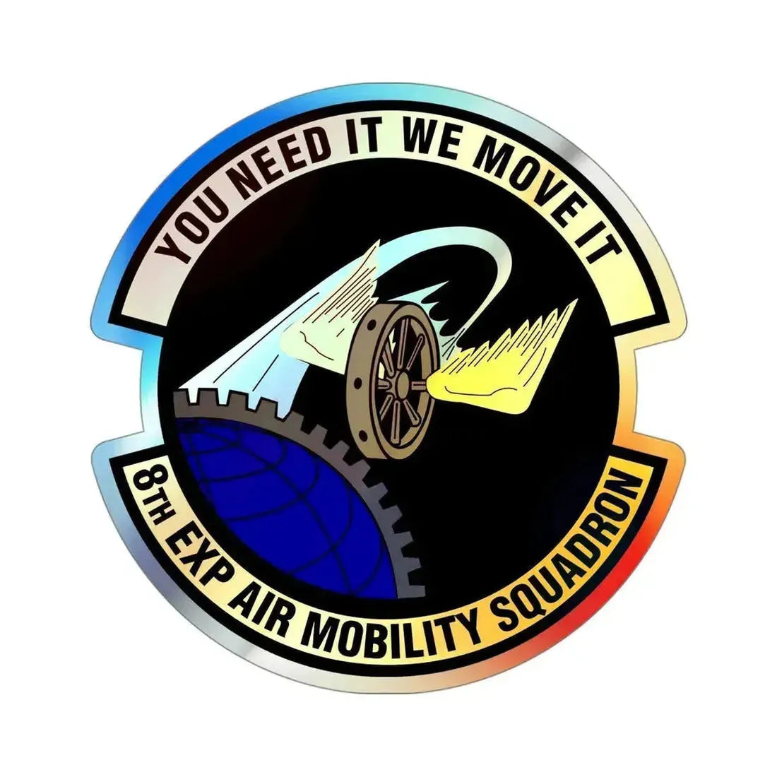 8th Expeditionary Air Mobility Squadron (U.S. Air Force) Holographic STICKER Die-Cut Vinyl Decal 4 Inch Holographic - The Sticker Space