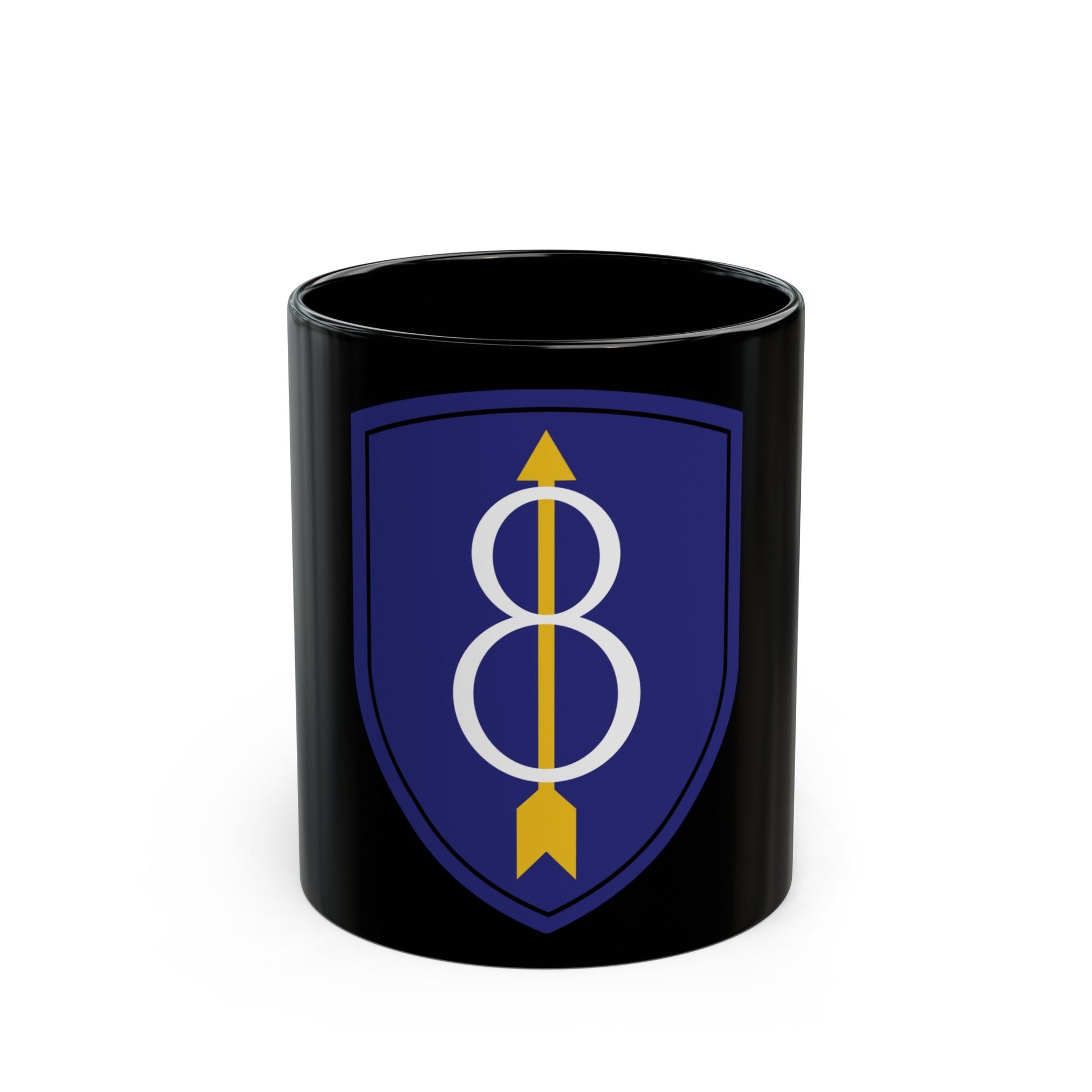8th Infantry Division patch (U.S. Army) Black Coffee Mug-11oz-The Sticker Space