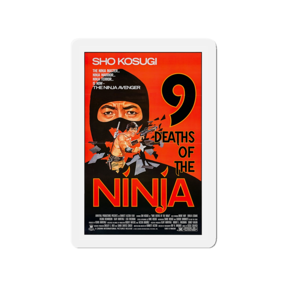 9 DEATHS OF THE NINJA 1985 Movie Poster - Die-Cut Magnet-3" x 3"-The Sticker Space