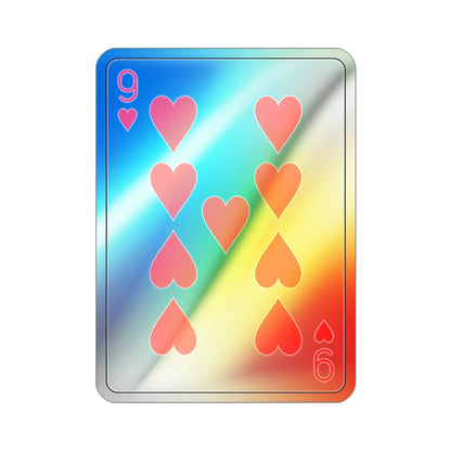 9 of Hearts Playing Card Holographic STICKER Die-Cut Vinyl Decal-2 Inch-The Sticker Space