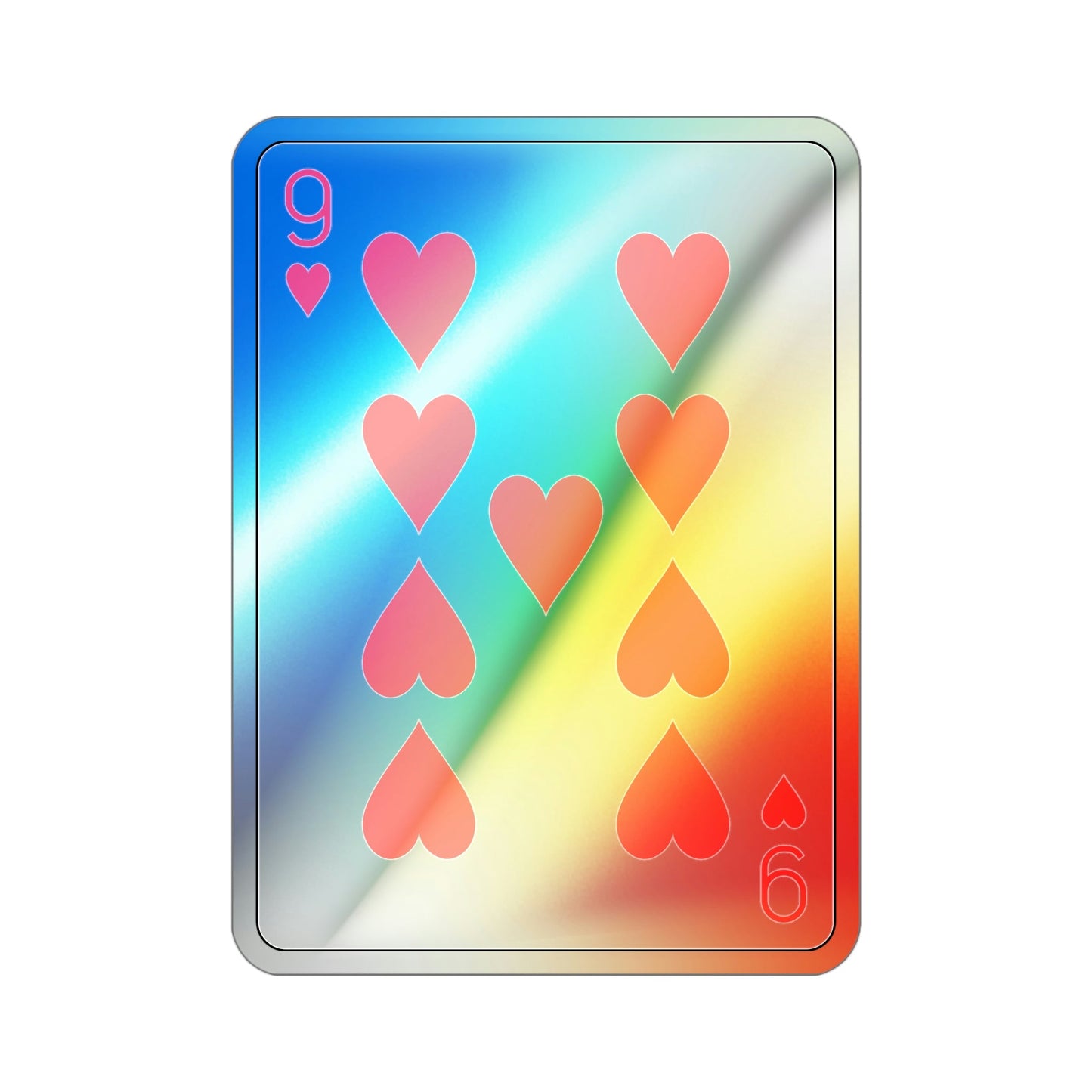 9 of Hearts Playing Card Holographic STICKER Die-Cut Vinyl Decal-4 Inch-The Sticker Space