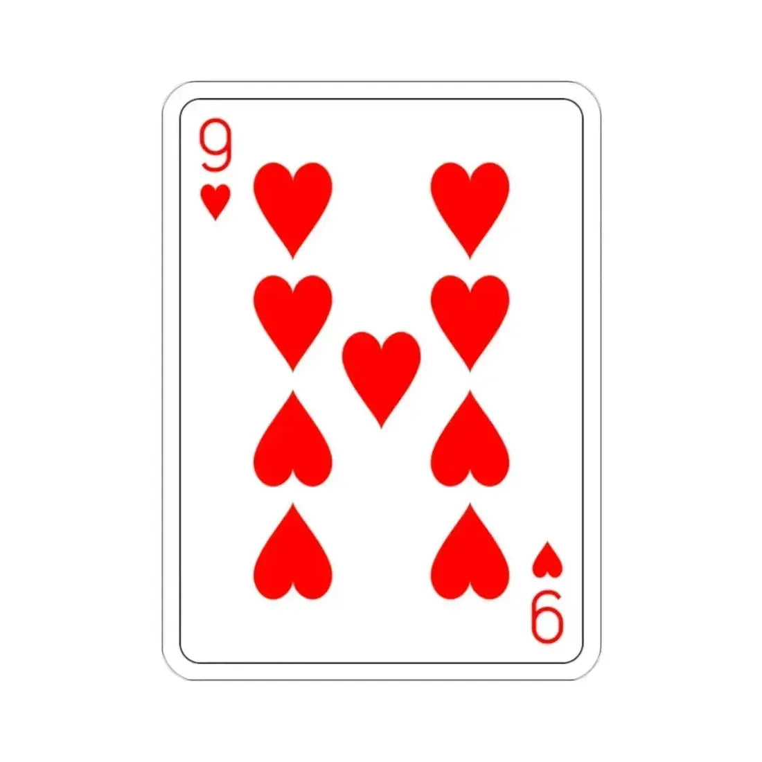 9 of Hearts Playing Card STICKER Vinyl Die-Cut Decal 2 Inch - The Sticker Space
