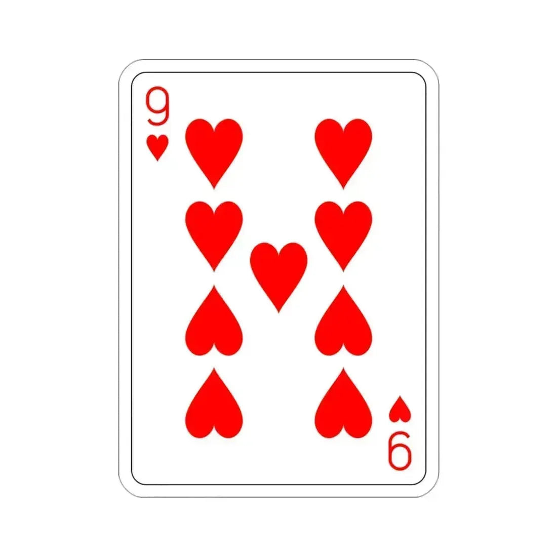 9 of Hearts Playing Card STICKER Vinyl Die-Cut Decal 3 Inch - The Sticker Space