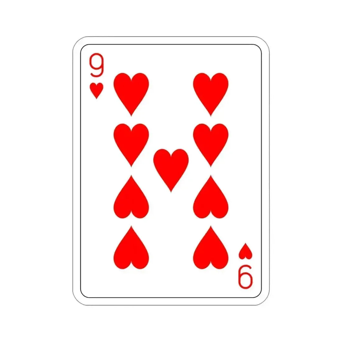 9 of Hearts Playing Card STICKER Vinyl Die-Cut Decal 4 Inch - The Sticker Space