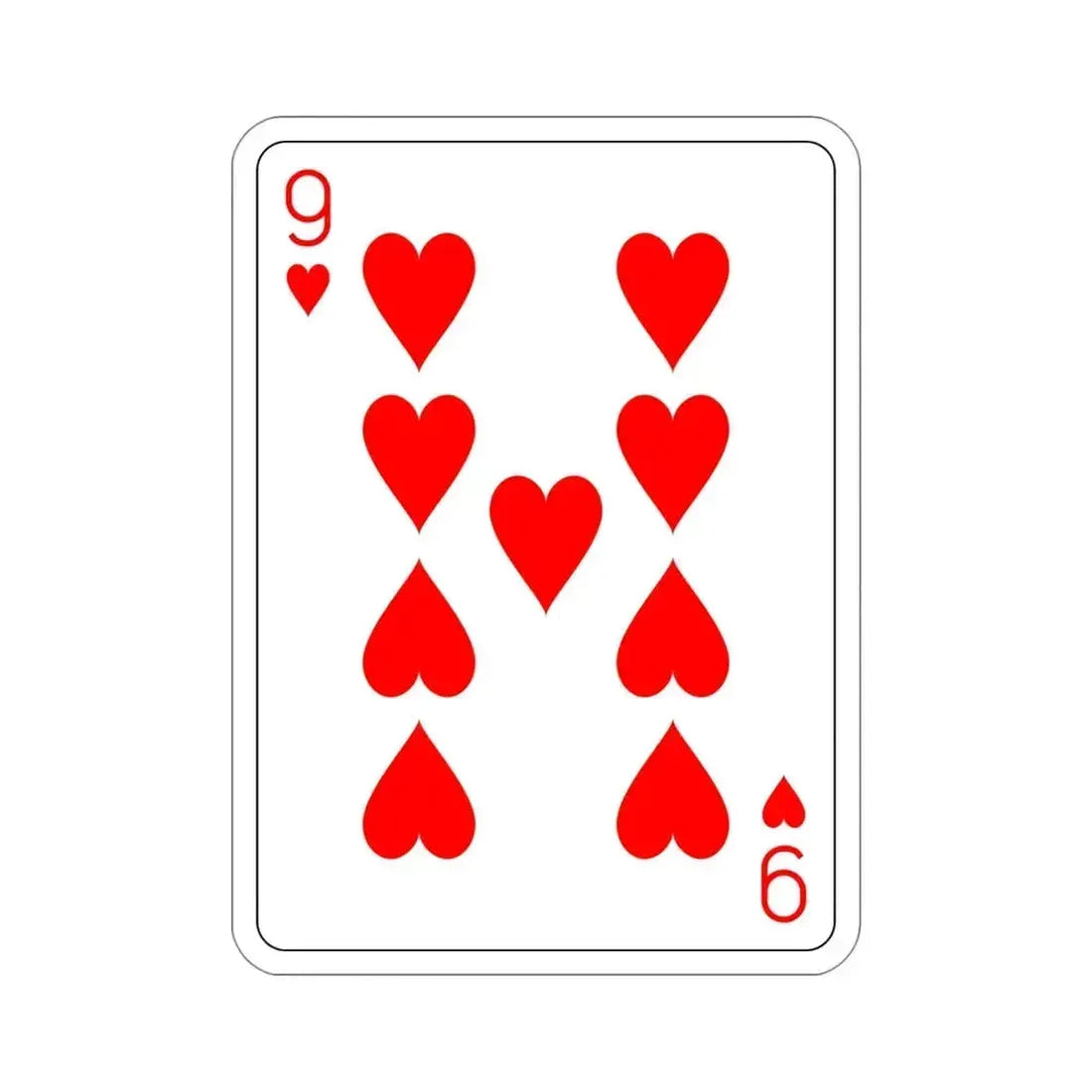 9 of Hearts Playing Card STICKER Vinyl Die-Cut Decal 4 Inch - The Sticker Space