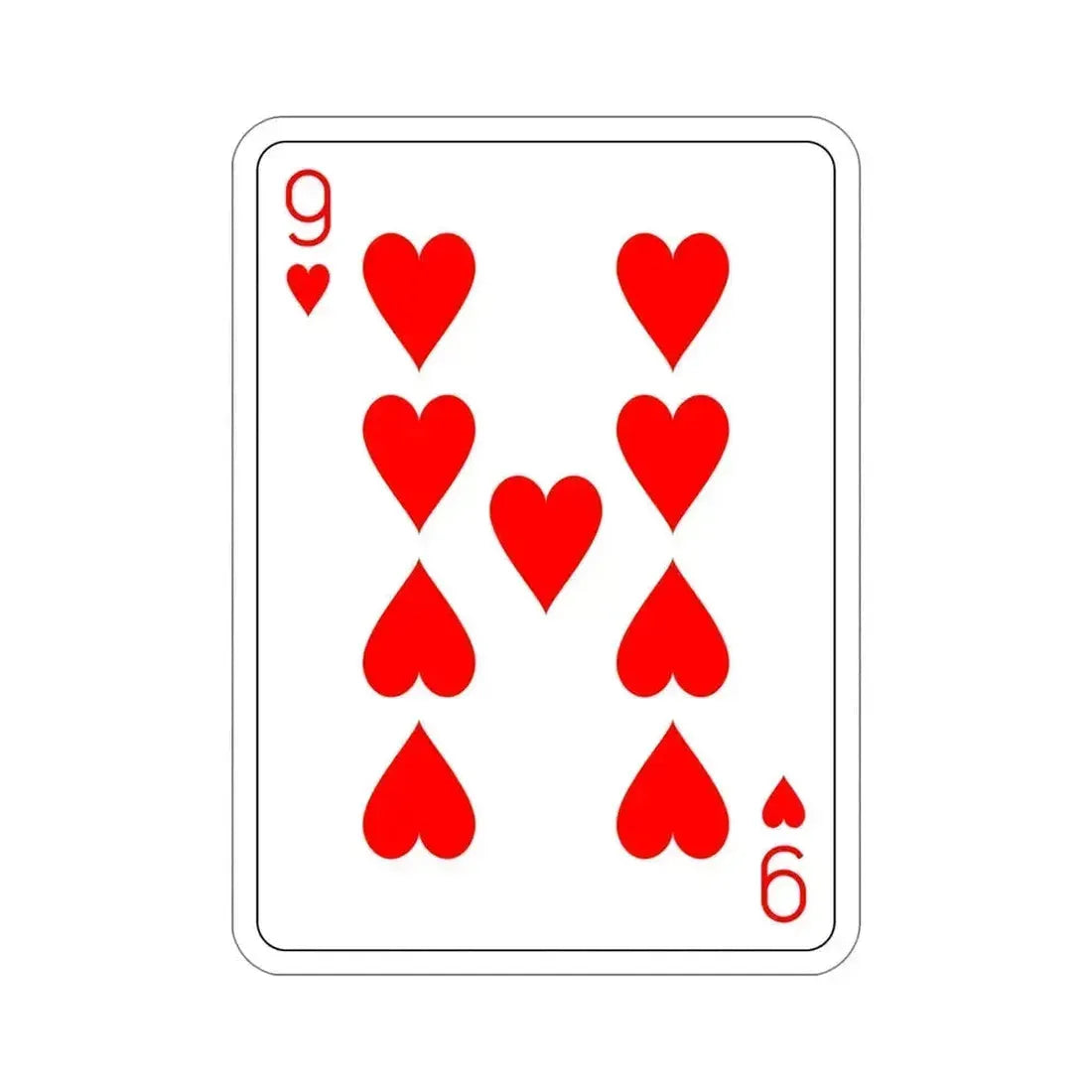 9 of Hearts Playing Card STICKER Vinyl Die-Cut Decal 5 Inch - The Sticker Space